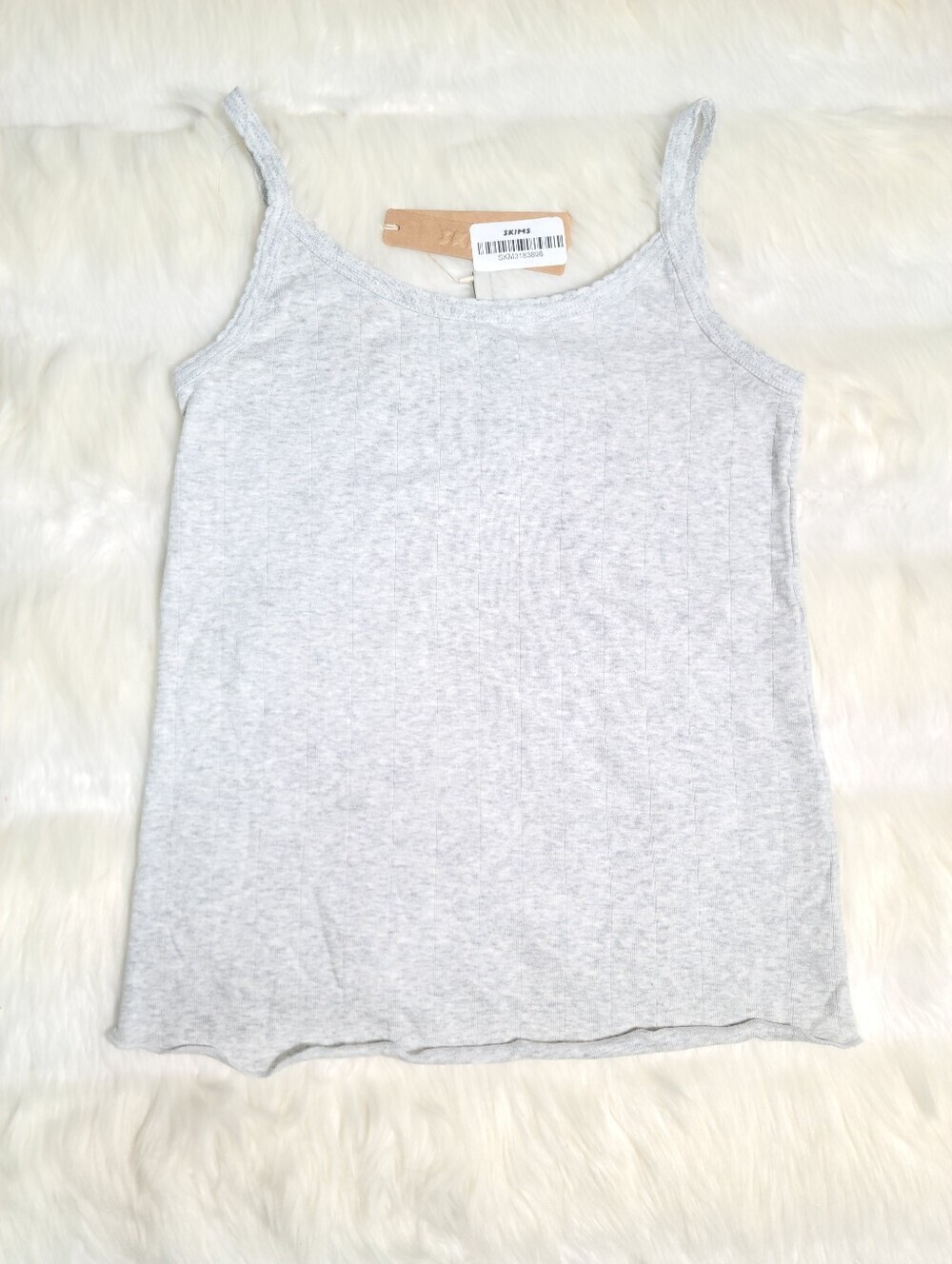 SKIMS Drop Needle Long Tank Light Heather Grey Women Small NEW